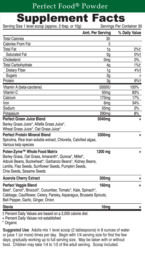 product supplement facts